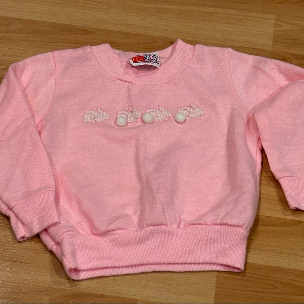 McKids Vintage Pink Embroidered Bunny Sweatshirt‎